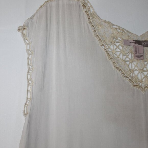 FOREVER 21 WOMENS CREAM CROCHET TOP BLOUSE SZ M SLEEVELESS RAYON LIGHTWEIGHT - Picture 5 of 12